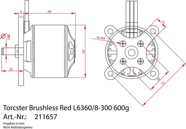 Torcster Brushless Red L6360/8-300 600g